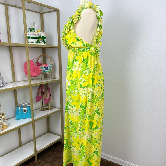 Adorable 1960s Lilly Pulitzer " The Lilly " Ruffled Maxi Dress Vintage Size 12 - Picture 6 of 13